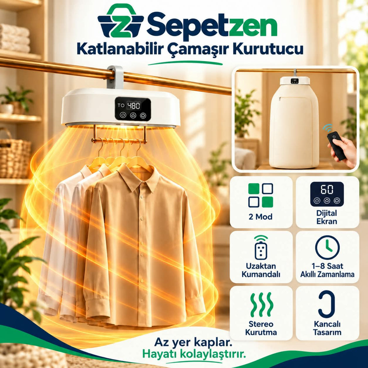 Sepetzen Katlanabilir Çamaşır Kurutucu
